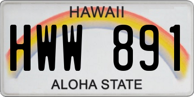 HI license plate HWW891