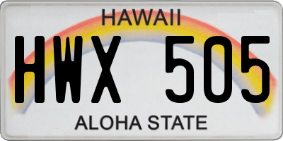 HI license plate HWX505