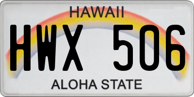 HI license plate HWX506
