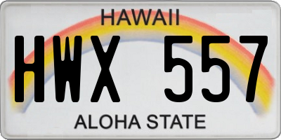 HI license plate HWX557