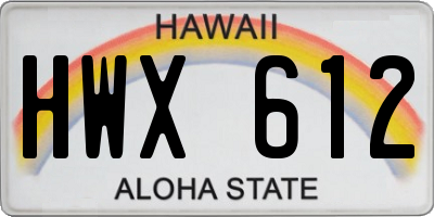 HI license plate HWX612