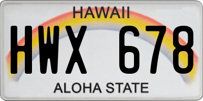 HI license plate HWX678