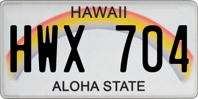 HI license plate HWX704