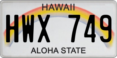 HI license plate HWX749