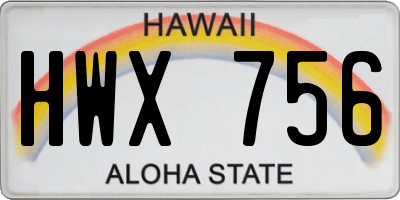 HI license plate HWX756