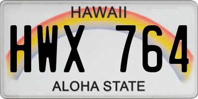 HI license plate HWX764