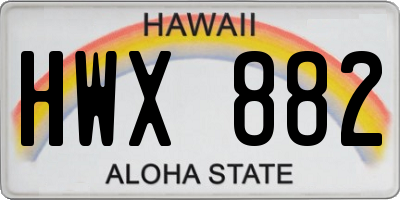 HI license plate HWX882