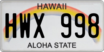 HI license plate HWX998