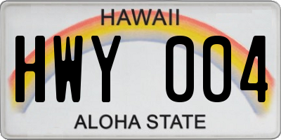 HI license plate HWY004