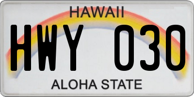 HI license plate HWY030