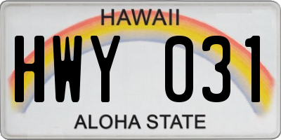 HI license plate HWY031