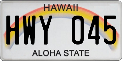 HI license plate HWY045