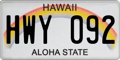 HI license plate HWY092