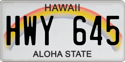 HI license plate HWY645