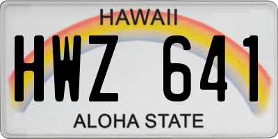 HI license plate HWZ641