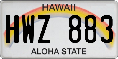 HI license plate HWZ883