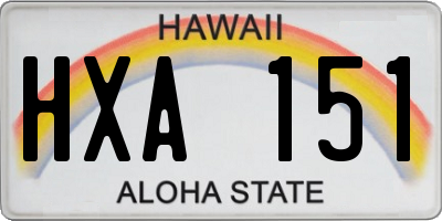 HI license plate HXA151