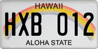 HI license plate HXB012