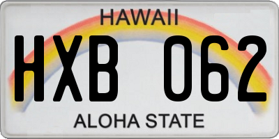 HI license plate HXB062