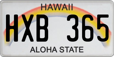 HI license plate HXB365