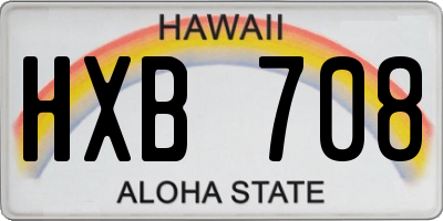 HI license plate HXB708