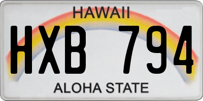 HI license plate HXB794