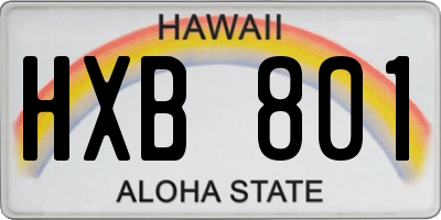 HI license plate HXB801