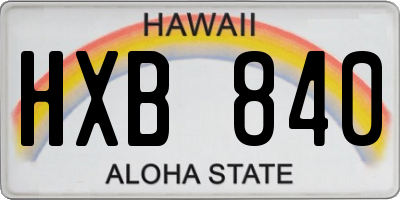 HI license plate HXB840