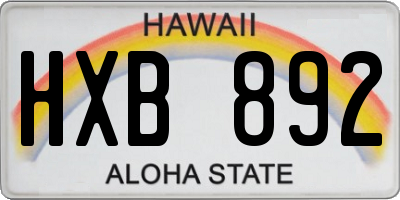 HI license plate HXB892