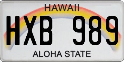 HI license plate HXB989