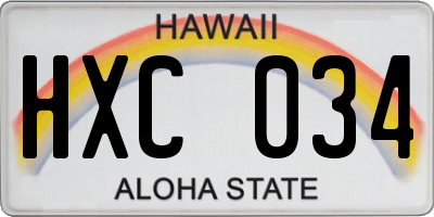 HI license plate HXC034