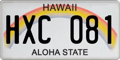 HI license plate HXC081