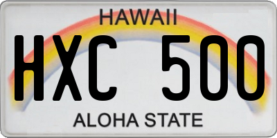 HI license plate HXC500