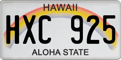 HI license plate HXC925