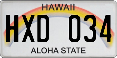 HI license plate HXD034