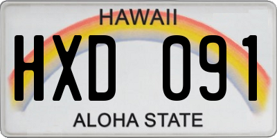 HI license plate HXD091