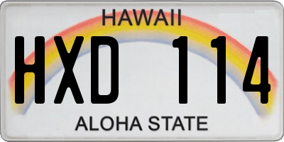 HI license plate HXD114