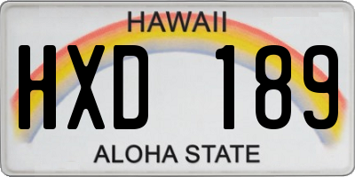 HI license plate HXD189