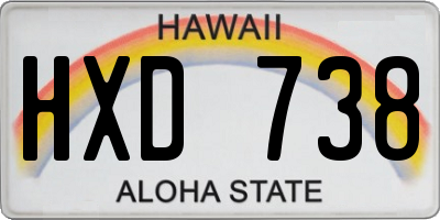 HI license plate HXD738