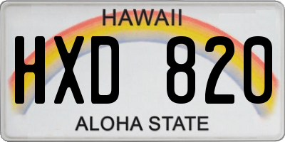 HI license plate HXD820