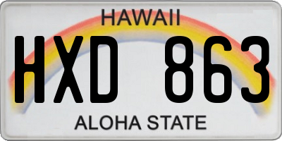 HI license plate HXD863