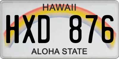 HI license plate HXD876