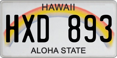 HI license plate HXD893