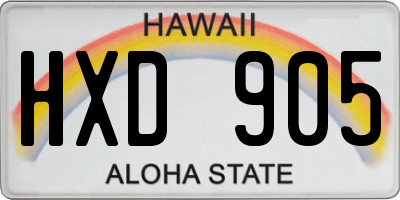 HI license plate HXD905