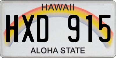 HI license plate HXD915