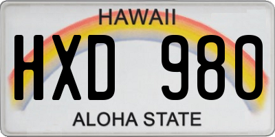 HI license plate HXD980