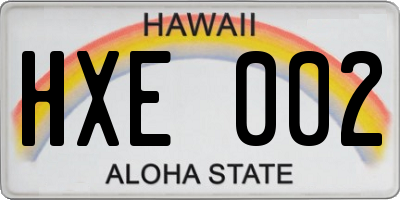 HI license plate HXE002