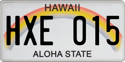 HI license plate HXE015