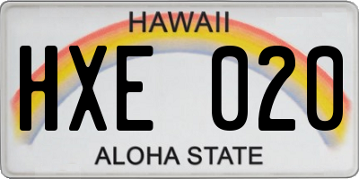 HI license plate HXE020
