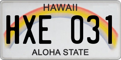 HI license plate HXE031